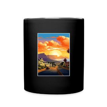 Cape Town Afrique du Sud Affiche de voyage Souvenir WPA - Mug uni - noir - Devant