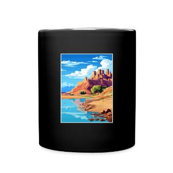 Aït Benhaddou Morocco Travel Poster Souvenir WPA - Full Colour Mug - black - Front