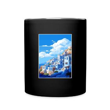 Chefchaouen Morocco Vintage Travel Poster Souvenir - Full Colour Mug - black - Front