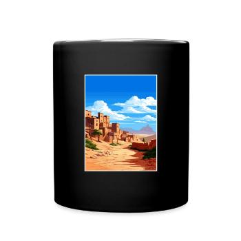 Aït Benhaddou Morocco Travel Poster Souvenir WPA - Full Colour Mug - black - Front