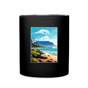 Table Mountain South Africa Travel Poster Souvenir - Full Colour Mug - black - Front