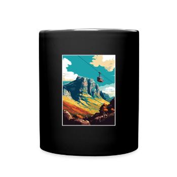 Table Mountain South Africa Travel Poster Souvenir - Full Colour Mug - black - Front