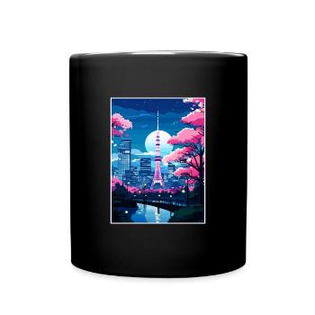 Japon Tokyo Voyage Affiche Souvenir Carte Postale Peinture - Mug uni - noir - Devant