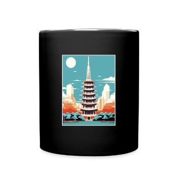 Japon Tokyo Voyage Affiche Souvenir Carte Postale Peinture - Mug uni - noir - Devant
