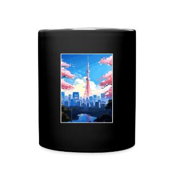 Japon Tokyo Voyage Affiche Souvenir Carte Postale Peinture - Mug uni - noir - Devant