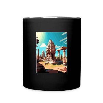 Hampi Inde Affiche de voyage Souvenir Carte Postale Peinture - Mug uni - noir - Devant
