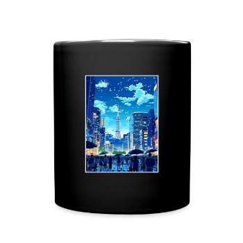 Japon Tokyo Voyage Affiche Souvenir Carte Postale Peinture - Mug uni - noir - Devant