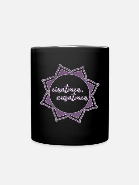 einatmen ausatmen Yoga Meditation Entspannung - Tasse einfarbig - Schwarz