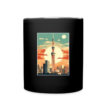 Japon Tokyo Voyage Affiche Souvenir Carte Postale Peinture - Mug uni - noir - Devant