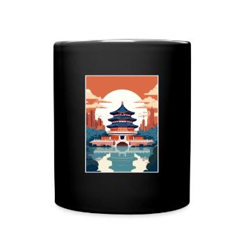 Beijing China Travel Poster Souvenir Painting WPA - Full Colour Mug - black - Front