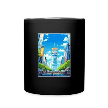 Japon Tokyo Voyage Affiche Souvenir Carte Postale Peinture - Mug uni - noir - Devant
