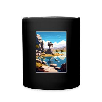 Hampi India Travel Poster Souvenir Postcard Paint - Full Colour Mug - black - Front