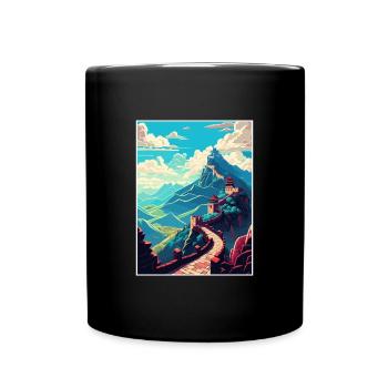 Grande Muraille de Chine Affiche De Voyage Peinture Souvenir - Mug uni - noir - Devant
