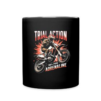 Trial Action 100% Pure Adrenaline Motocross Biker - Full Colour Mug - black - Front