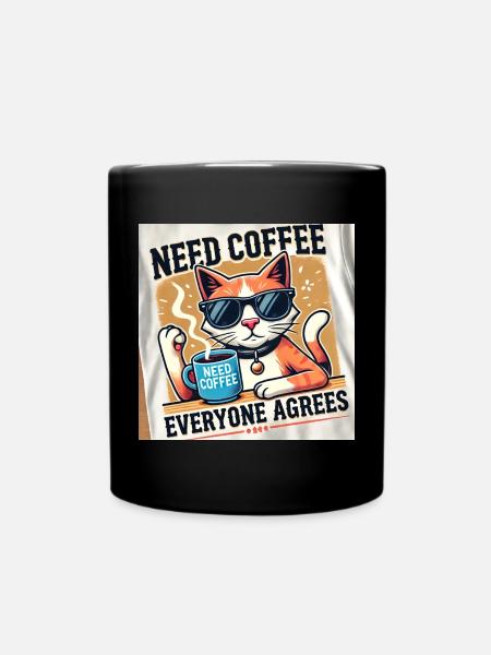 Chat café - Mug uni - noir