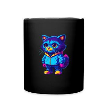 Bambino Katze Rasse Cartoon Kawaii Tier Haustier - Tasse einfarbig - Schwarz - Vorne