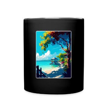 Negril Karibik Reise Poster Souvenir Farbe WPA - Tasse einfarbig - Schwarz - Vorne