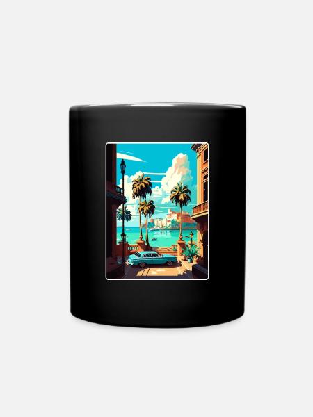 La Havane Caraïbes Voyage Affiche Souvenir Peinture WPA - Mug uni - noir