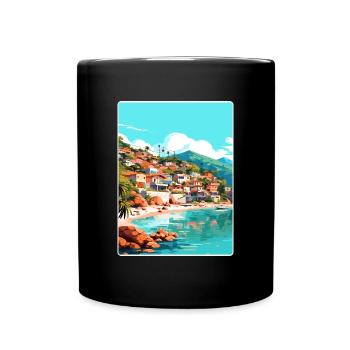 Yelapa Travel Poster Souvenir Postcard Painting - Full Colour Mug - black - Front