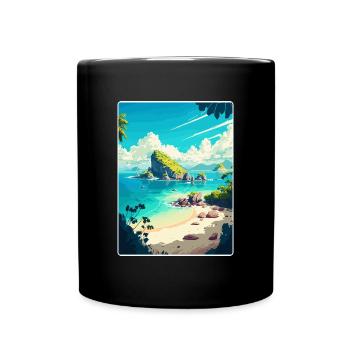 Bali Indonésie Voyage Affiche Souvenir Peinture WPA - Mug uni - noir - Devant
