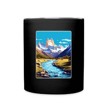 Monte Fitz Roy Travel Poster Souvenir Painting WPA - Full Colour Mug - black - Front