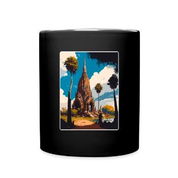 Ayutthaya Thailand Travel Poster Souvenir Painting - Full Colour Mug - black - Front