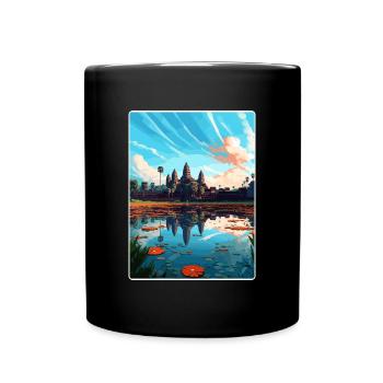 Angkor Wat Kambodscha Vintage Reiseposter Souvenir - Tasse einfarbig - Schwarz - Vorne