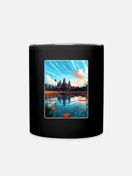 Angkor Wat Cambodge Affiche de voyage vintage souvenir - Mug uni - noir