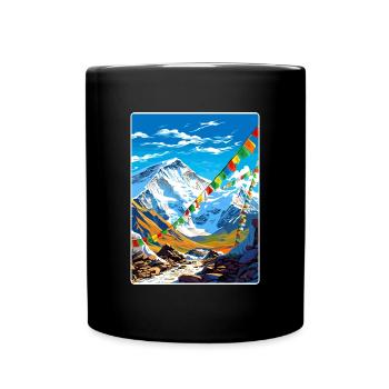 Mount Everest China Vintage Travel Poster Souvenir - Full Colour Mug - black - Front