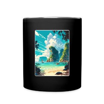 Phi Thailand Thai Travel Poster Souvenir Paint WPA - Full Colour Mug - black - Front