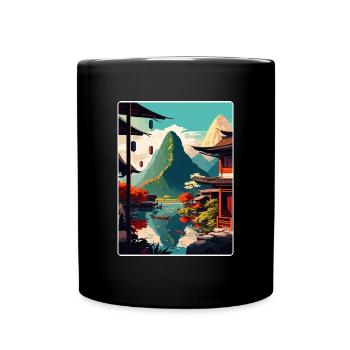 Yangshuo China Travel Poster Souvenir Painting WPA - Full Colour Mug - black - Front