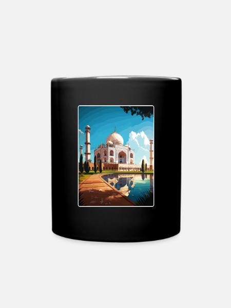 Taj Mahal Agro India Travel Poster Souvenir WPA - Full Colour Mug - black