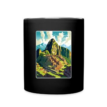 Machu Picchu Peru Reise Poster Souvenir Farbe WPA - Tasse einfarbig - Schwarz - Vorne