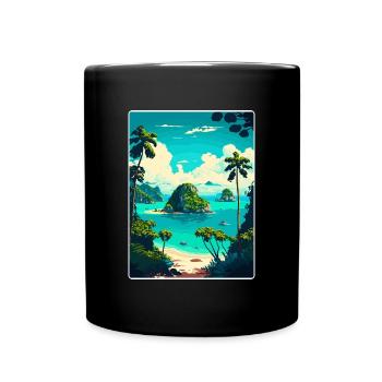 Bali Indonésie Voyage Affiche Souvenir Peinture WPA - Mug uni - noir - Devant