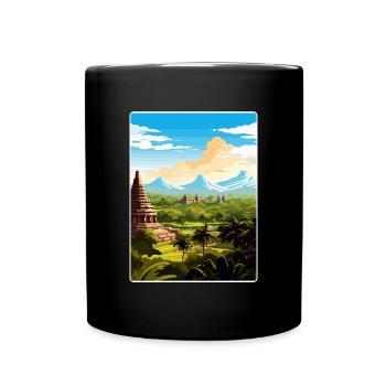 Bali Indonésie Voyage Affiche Souvenir Peinture WPA - Mug uni - noir - Devant