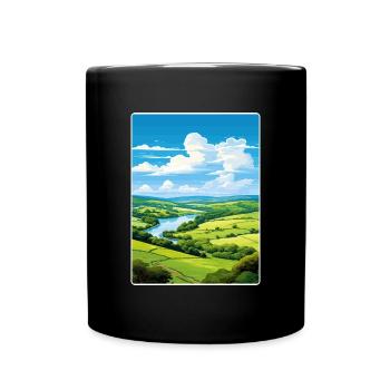 Wye Valley Aonb Travel Poster Souvenir Paint WPA - Full Colour Mug - black - Front