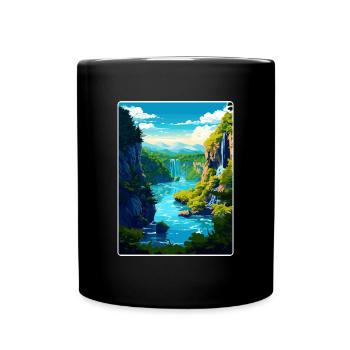 Plitvice Lake National Park Croatia Travel Poster - Full Colour Mug - black - Front