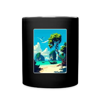 Phi Thailand Thai Travel Poster Souvenir Paint WPA - Full Colour Mug - black - Front