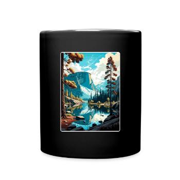Yosemite Mirror Lake California Affiche de voyage WPA - Mug uni - noir - Devant