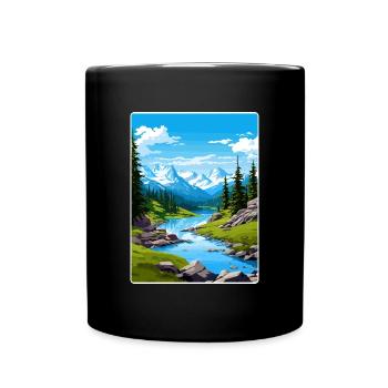 North Cascades National Park Travel Poster Card - Full Colour Mug - black - Front