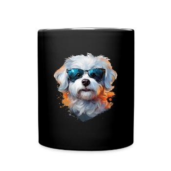 Maltese with sunglasses - Full Colour Mug - black - Front