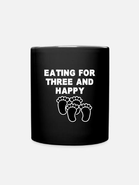 Ich bin schwanger und glücklich eating for three - Tasse einfarbig - Schwarz