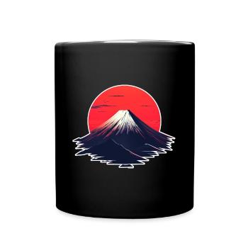 Roter Sonnenuntergang über Vulkan - Tasse einfarbig - Schwarz - Vorne