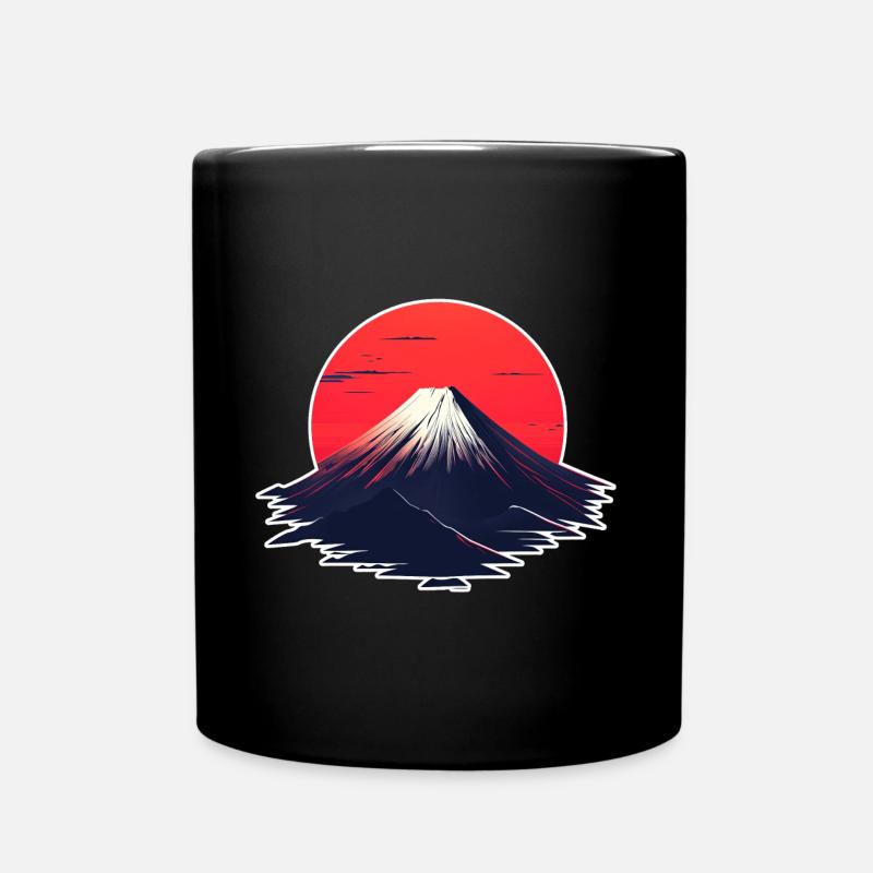 Red sunset over volcano - Full Colour Mug - black