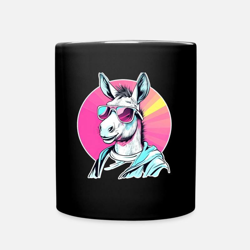 Pop Art Donkey with Sunglasses Pullover Hoodie - Full Colour Mug - black