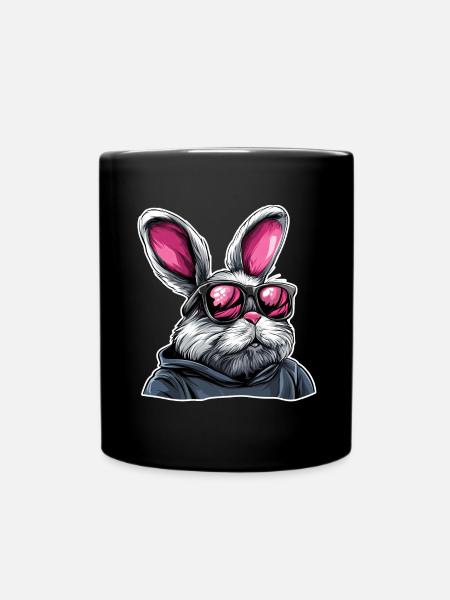 Neon Sunglasses Hase im Hoodie - Tasse einfarbig - Schwarz