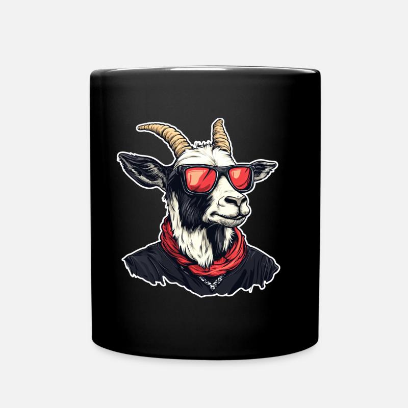 Chèvre en tenue de ville avec des lunettes de soleil rouges - Mug uni - noir