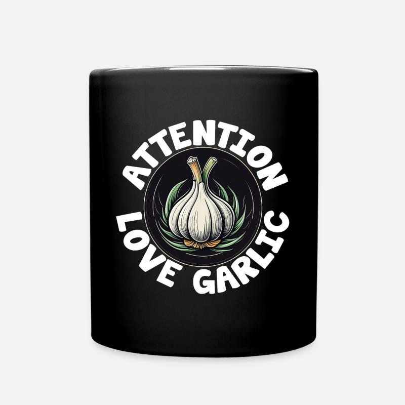 Achtung ich liebe Knoblauch Knoblauchknolle - Tasse einfarbig - Schwarz
