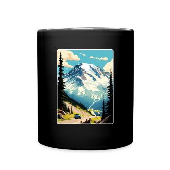Mount Rainier Nationalpark Reiseposter Souvenir - Tasse einfarbig - Schwarz - Vorne