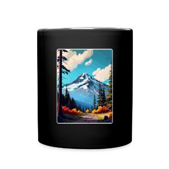 Affiche de voyage dans la forêt nationale du Mont Hood - Mug uni - noir - Devant